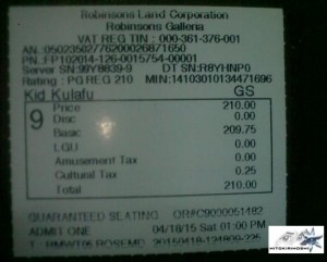 Movie Ticket Kid Kulafu b